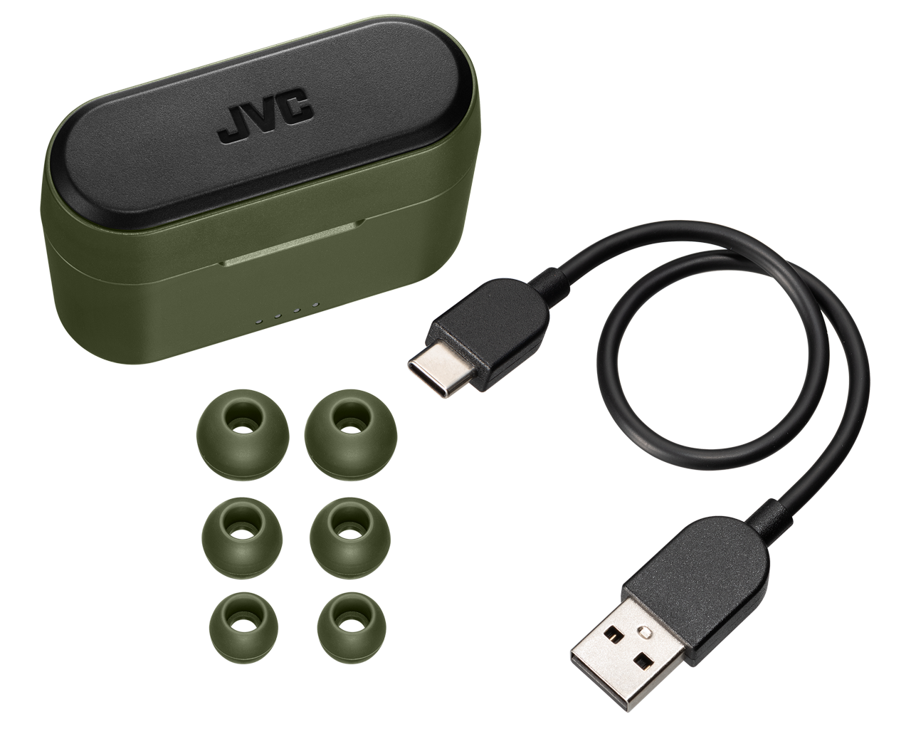 JVC HA-A9T-G Bluetooth fülhallgató, katonai zöld színben