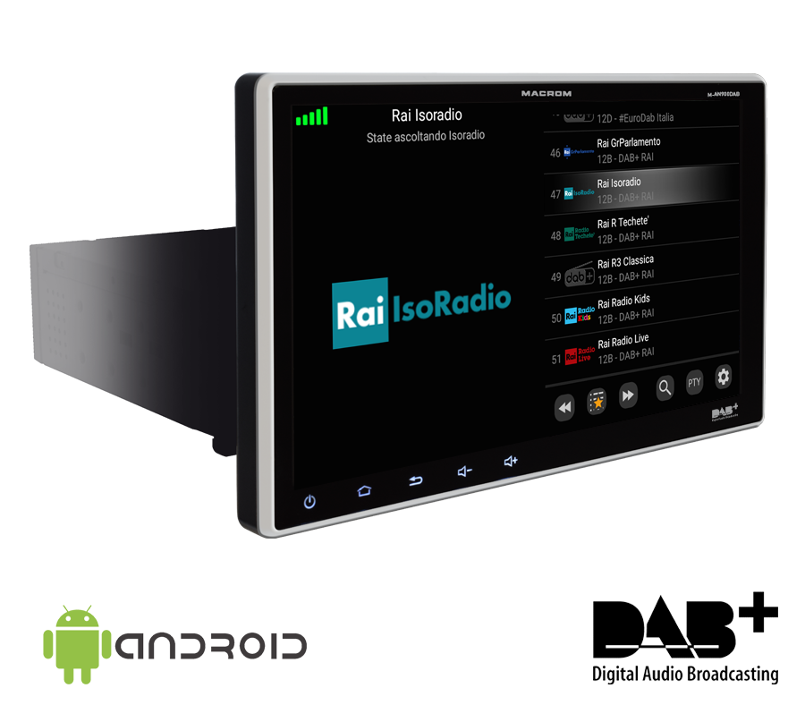 Macrom M-AN900DAB Android autós multimédia  DAB+ és FM/AM rádióval...
