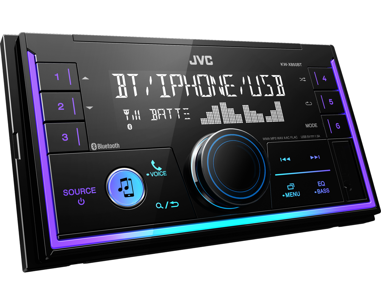 JVC KW-X850BT 2 DIN méretű Bluetooth autórádió